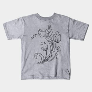 Lily Tulip Line Art Illustration Kids T-Shirt